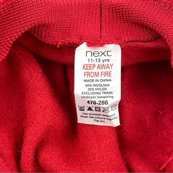 Next Wool Blend Cloche Hat Red with Flower Detail Solid Brim - Picture 7 of 9